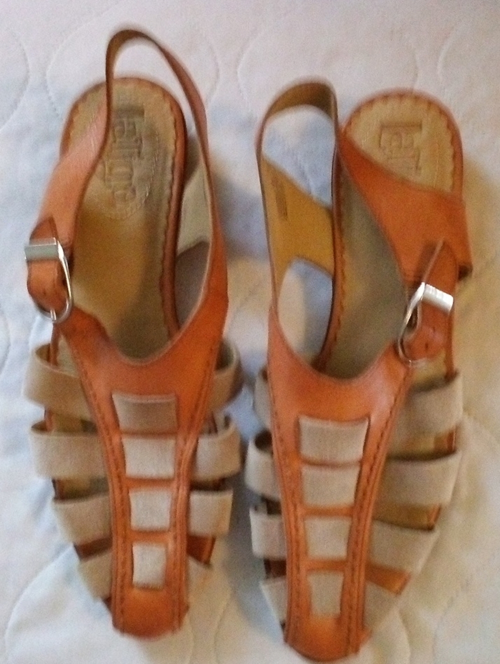 Latigo Orange and Cream Strappy Slingback Sandals